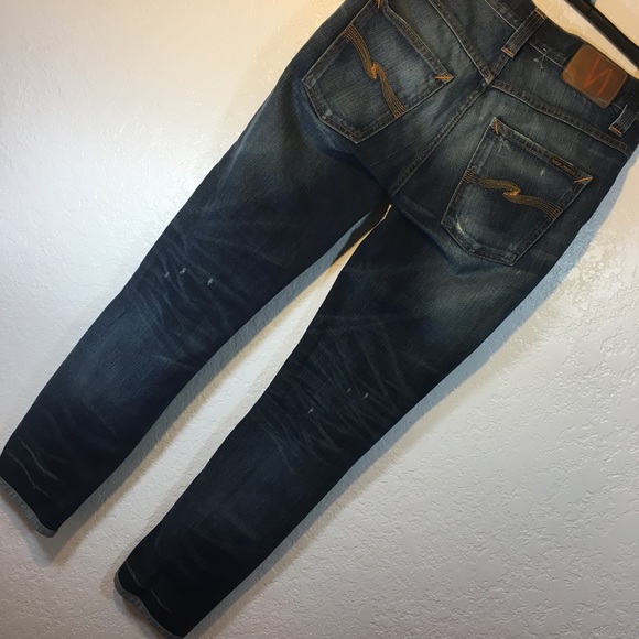 NUDIE JEANS "Grim Tim" Destructed Skinnies - Picture 4 of 8